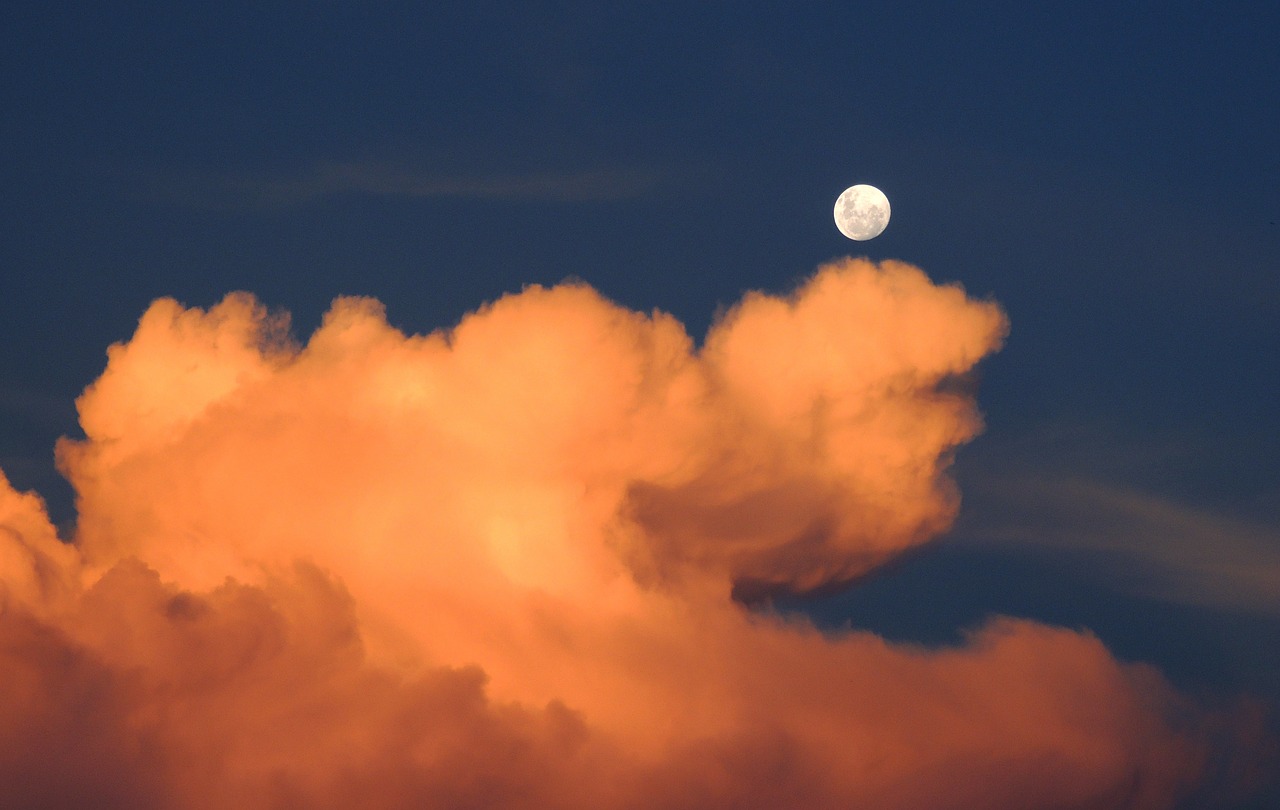 clouds, moon, sky